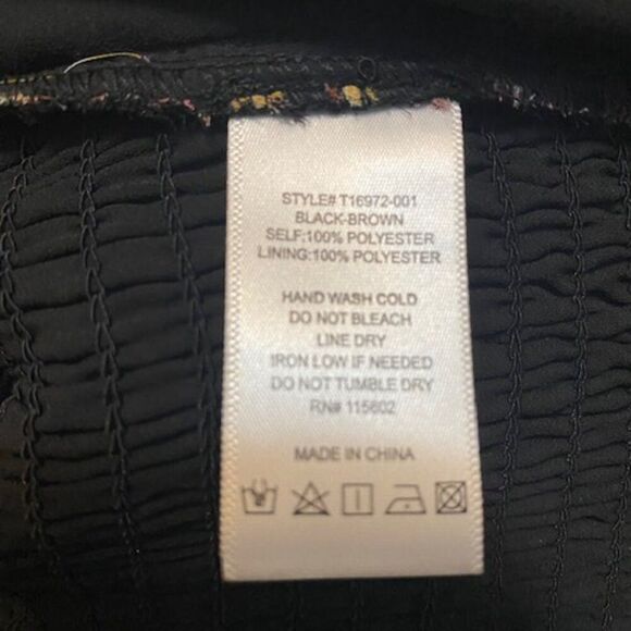 All in Favor Brown/Black Floral rouche square neck sheer sleeves blouse, size XL - Picture 4 of 4